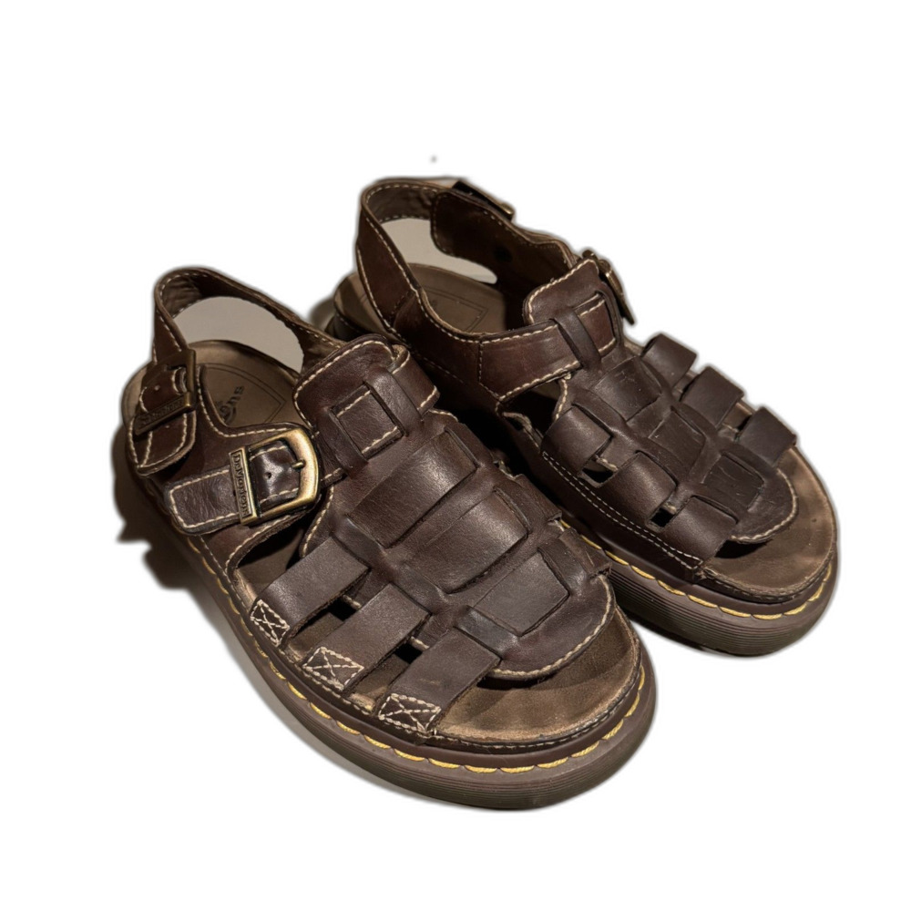 Dr. Martens Fisherman Sandals Brown Leather Chunky Y2K Grunge Men 10 Women 11 - Picture 1 of 9